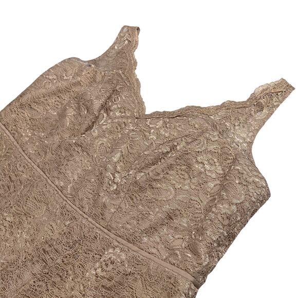 David's Bridal Nude Tan Lace Floral Overlay Mother of the Bride Dress size 18 2X - Picture 9 of 10